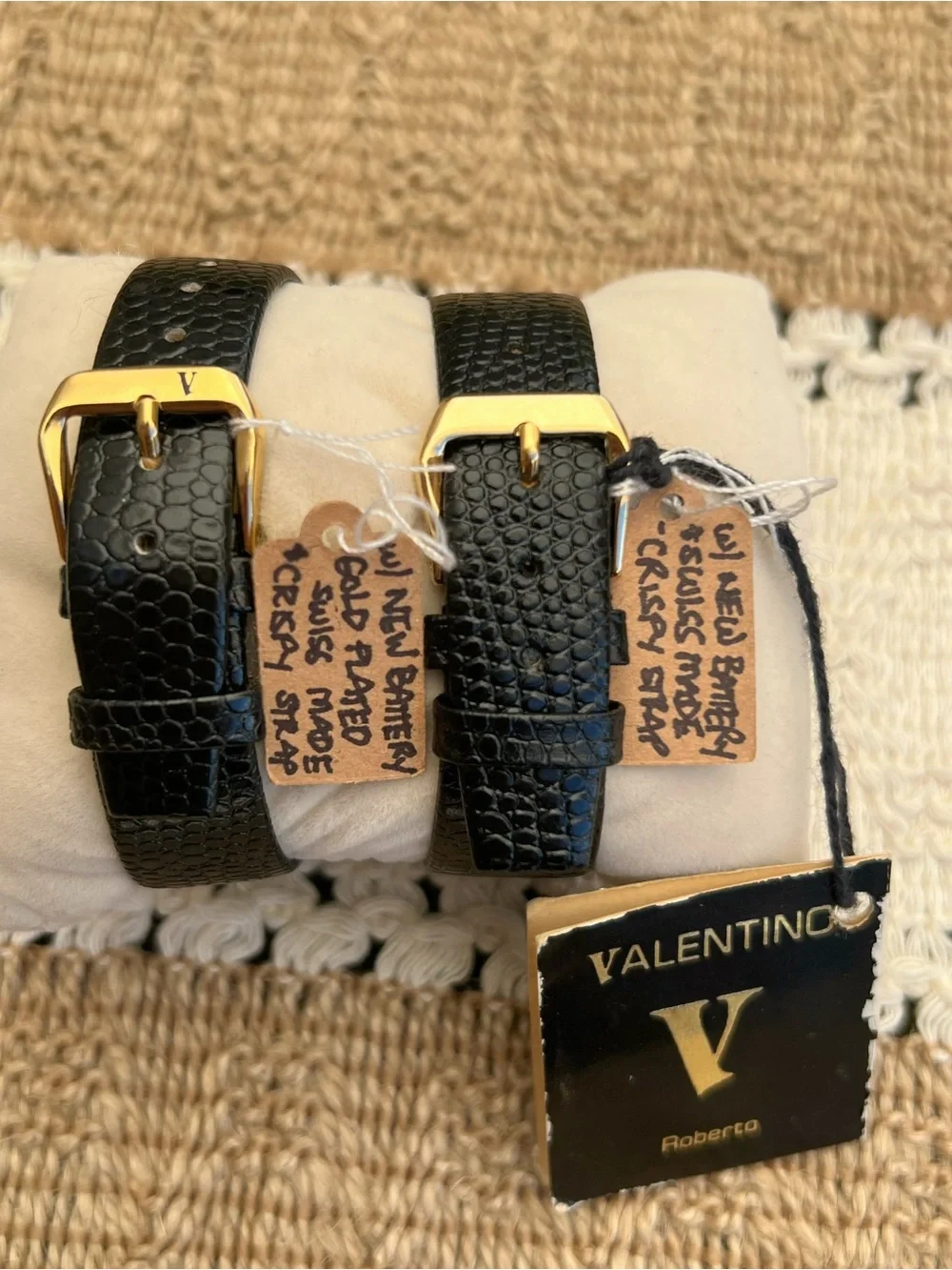 Rare Vintage 80’s Valentino Black and Gold Rectangular Watch